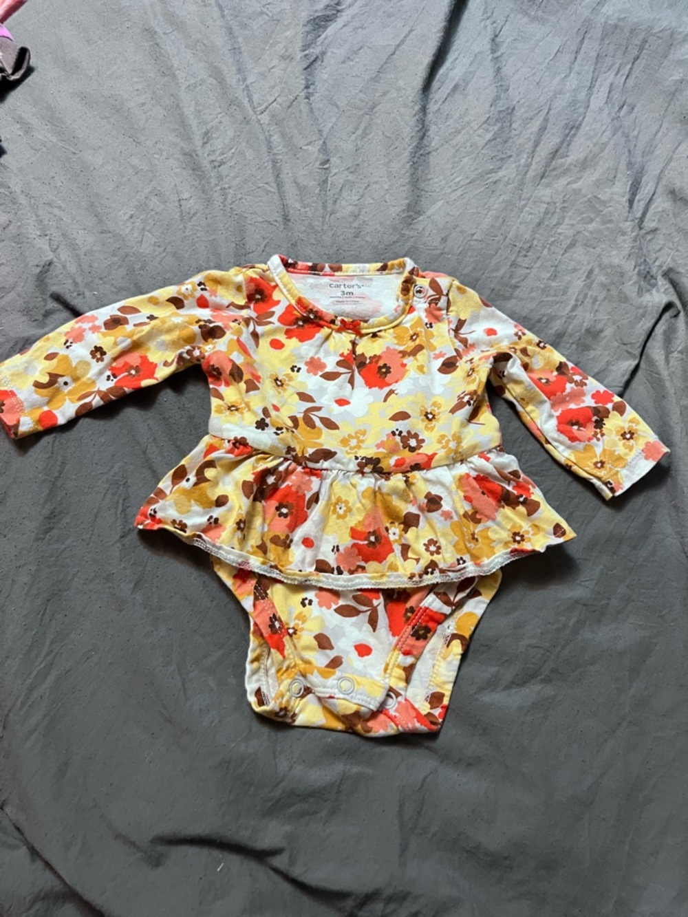 Carter's Floral Ruffle Long-Sleeve Bodysuit -  Size 3 Months